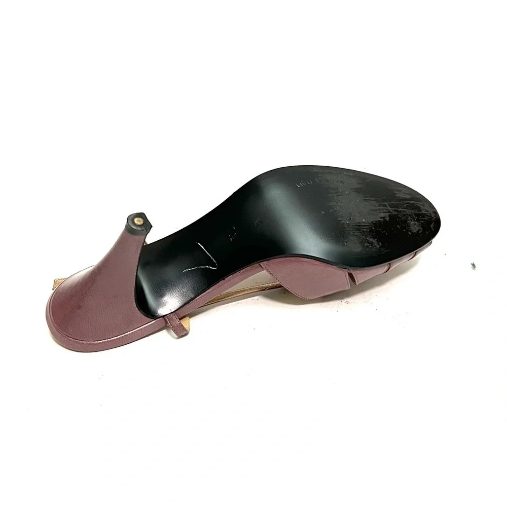 Vintage 1960s lilac purple leather peep toe strappy pinup heels